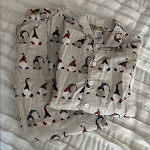 PB Teen Gnome Flannel Pajama Set Christmas Organic